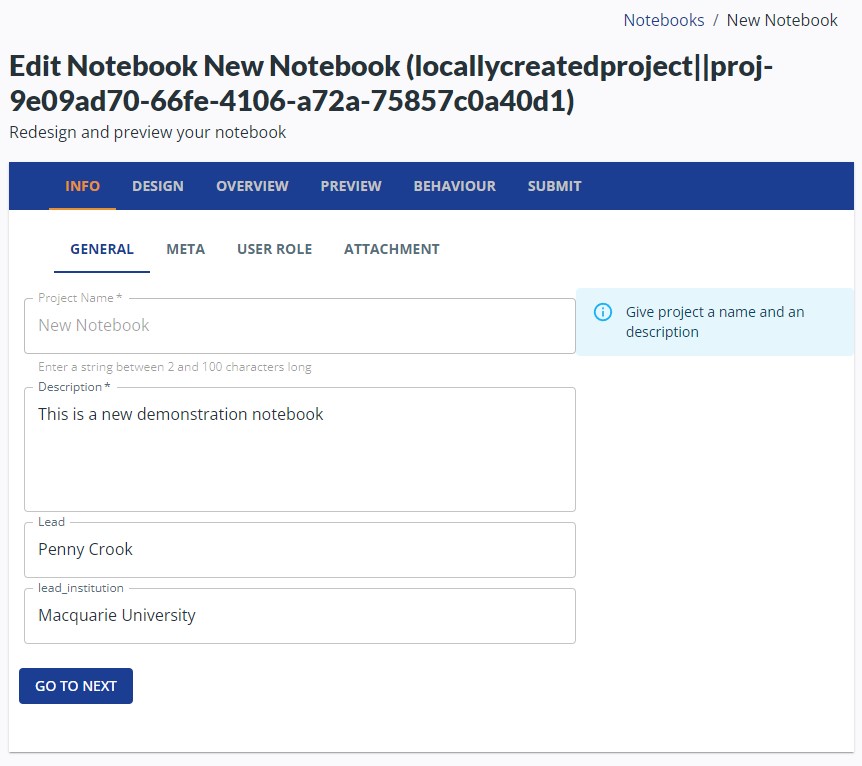 Enter Notebook metadata